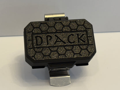 Black dose pack with DPACK lettering on the front